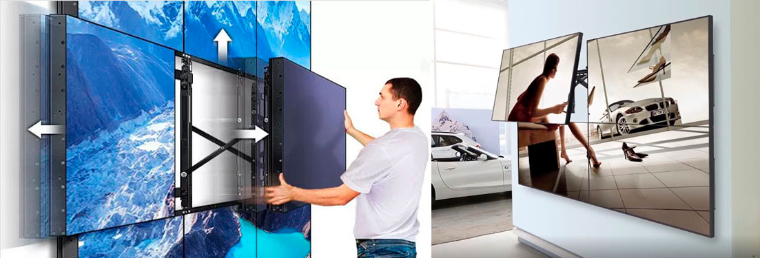 Instalacion de monitores en soporte videowall tipo push Instalacion de monitores en soporte videowall tipo push